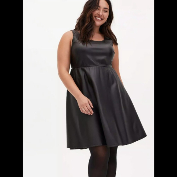 torrid Dresses & Skirts - NWT Torrid Black Sleeveless PU Leather Dress Size 10